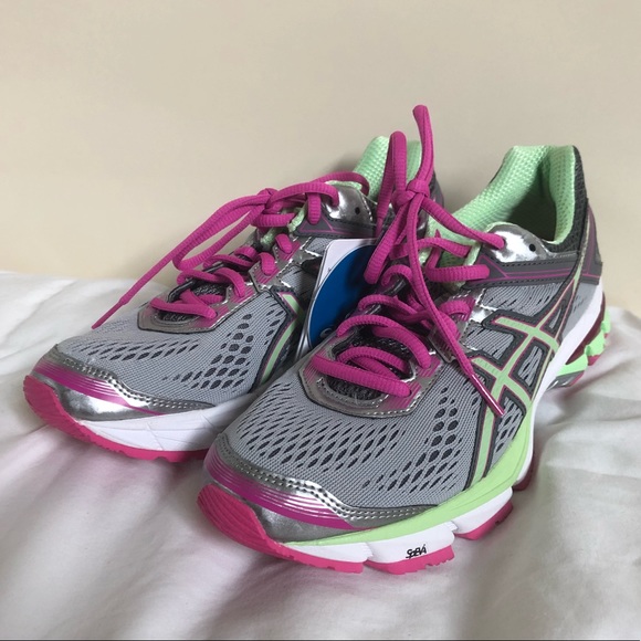 pink and green asics